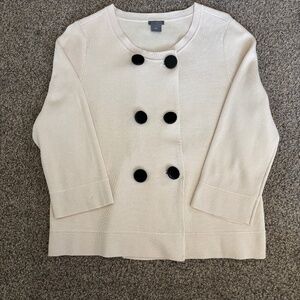 Ivory Sweater with Black Buttons